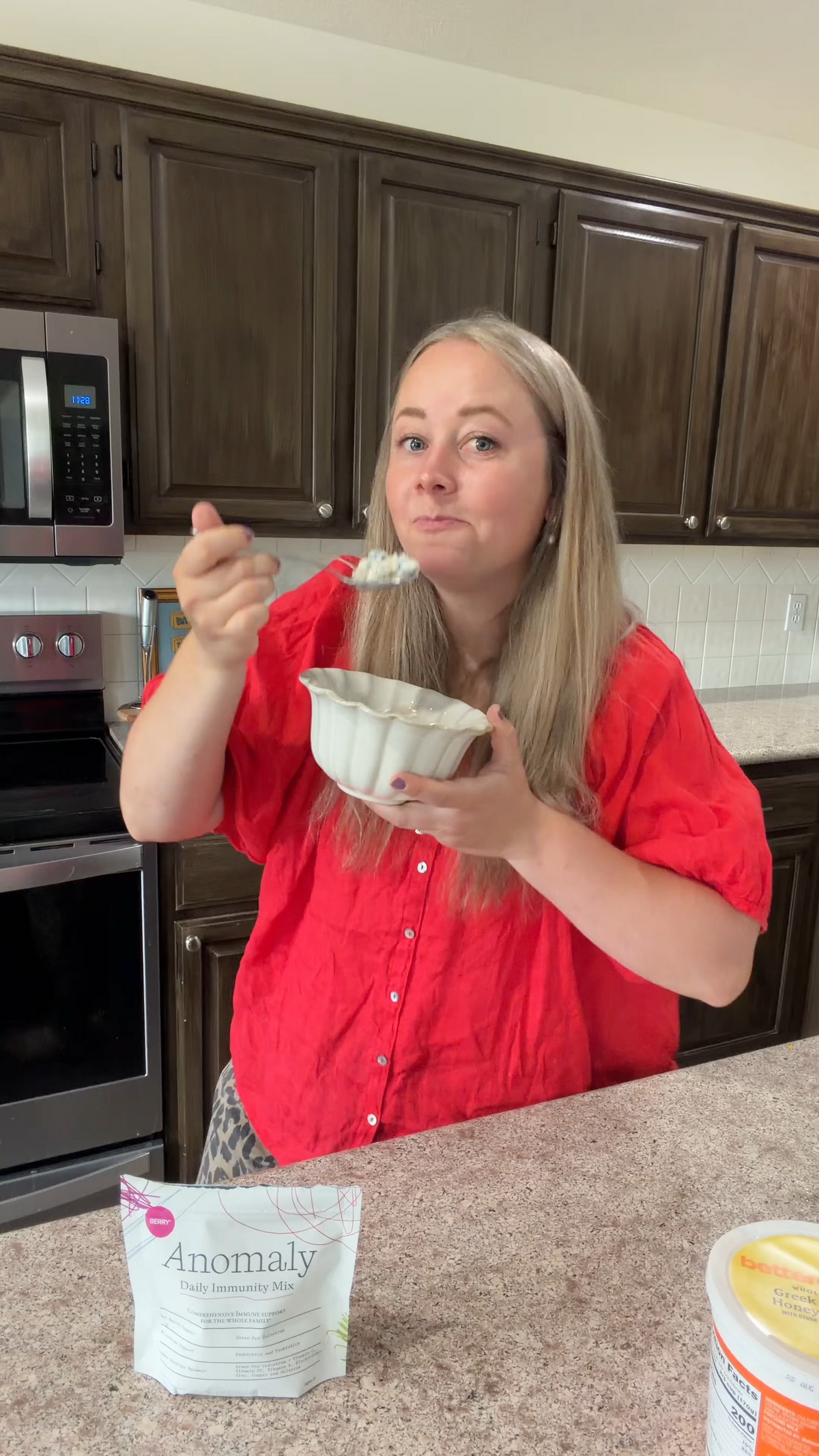 Customer eating with Anomaly on the counter